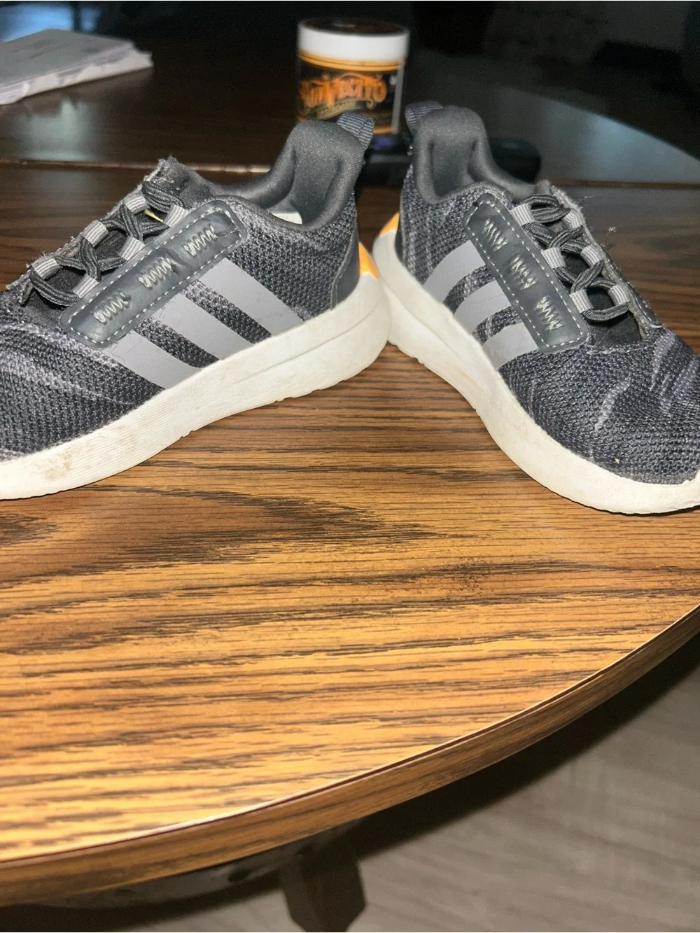 adidas Kids Gray and Orange Slip-On Sneakers